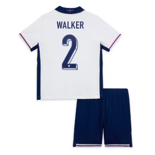 England Kyle Walker #2 Hjemmebanesæt Børn EM 2024 Kortærmet (+ Korte bukser)